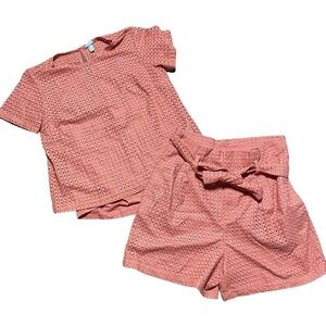 A New Day Eyelet High Waisted Paperbag Shorts Set